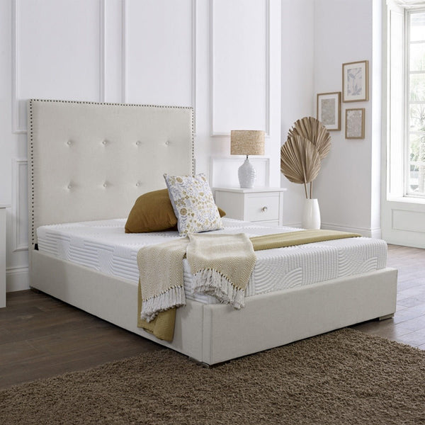 Aria Cream Fabric Upholstered Bed Frame - Sam Beds