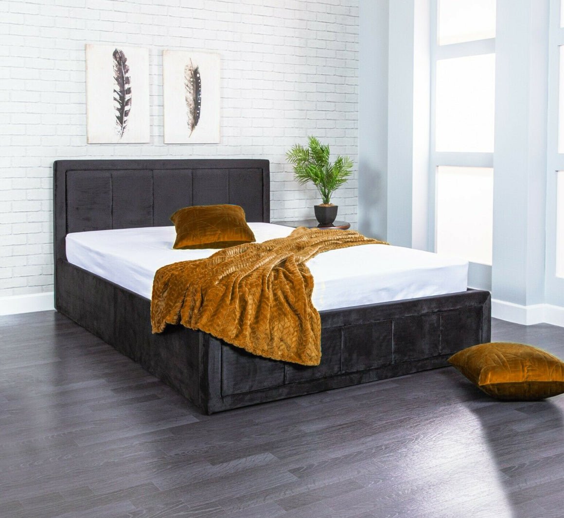 Gia Ottoman Gas Lift Fabric Storage Bed - Sam Beds