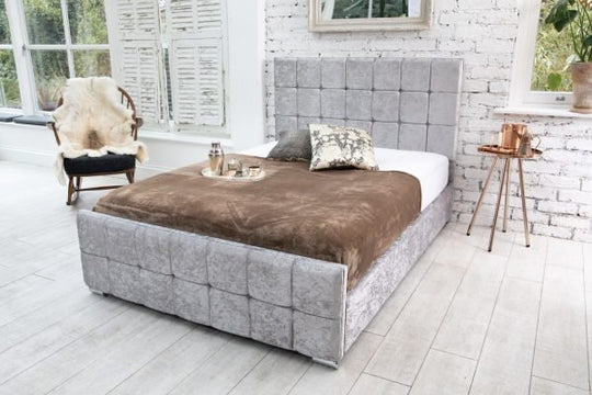 Monaco Cube Fabric Upholstered Bed Frame - Sam Beds