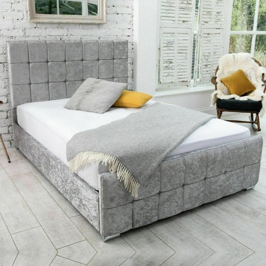 Monaco Cube Fabric Upholstered Bed Frame - Sam Beds