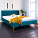 New Modern Italian Teal Fabric Bed Frame - Sam Beds