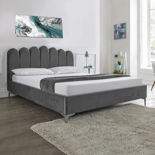 Sana Plush Grey Upholstered Bed Frame - Sam Beds